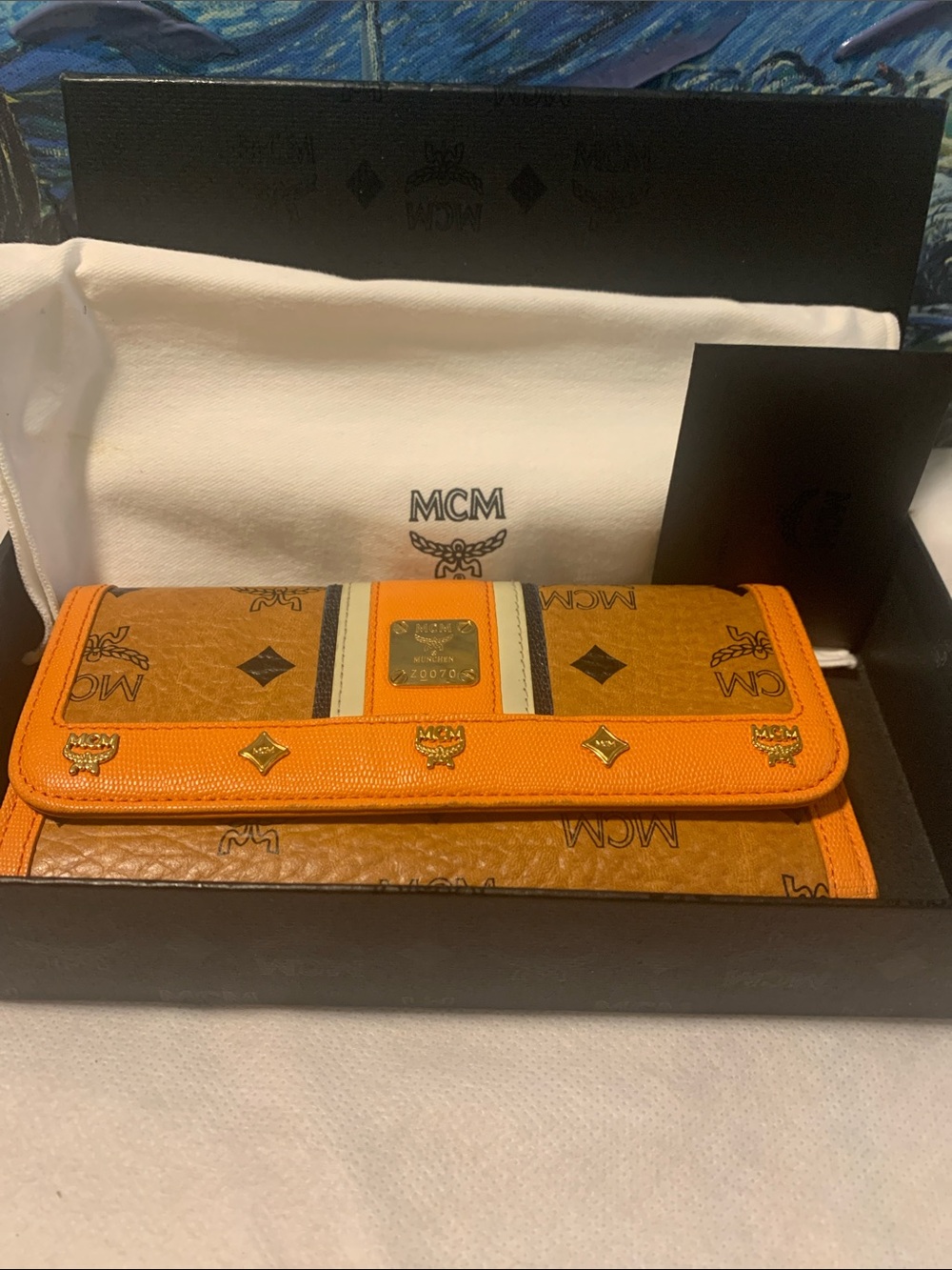 MCM Cognac and Orange Visetos Continental Wallet EUC - Picture 9 of 11